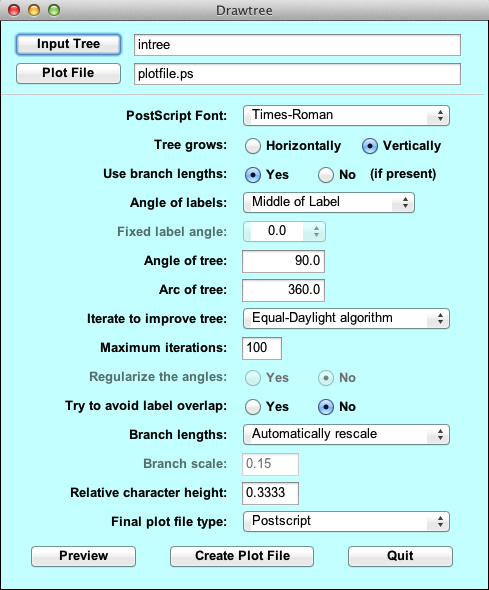 DrawTree Main Control Screen